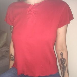 Red Tie-Up T-Shirt